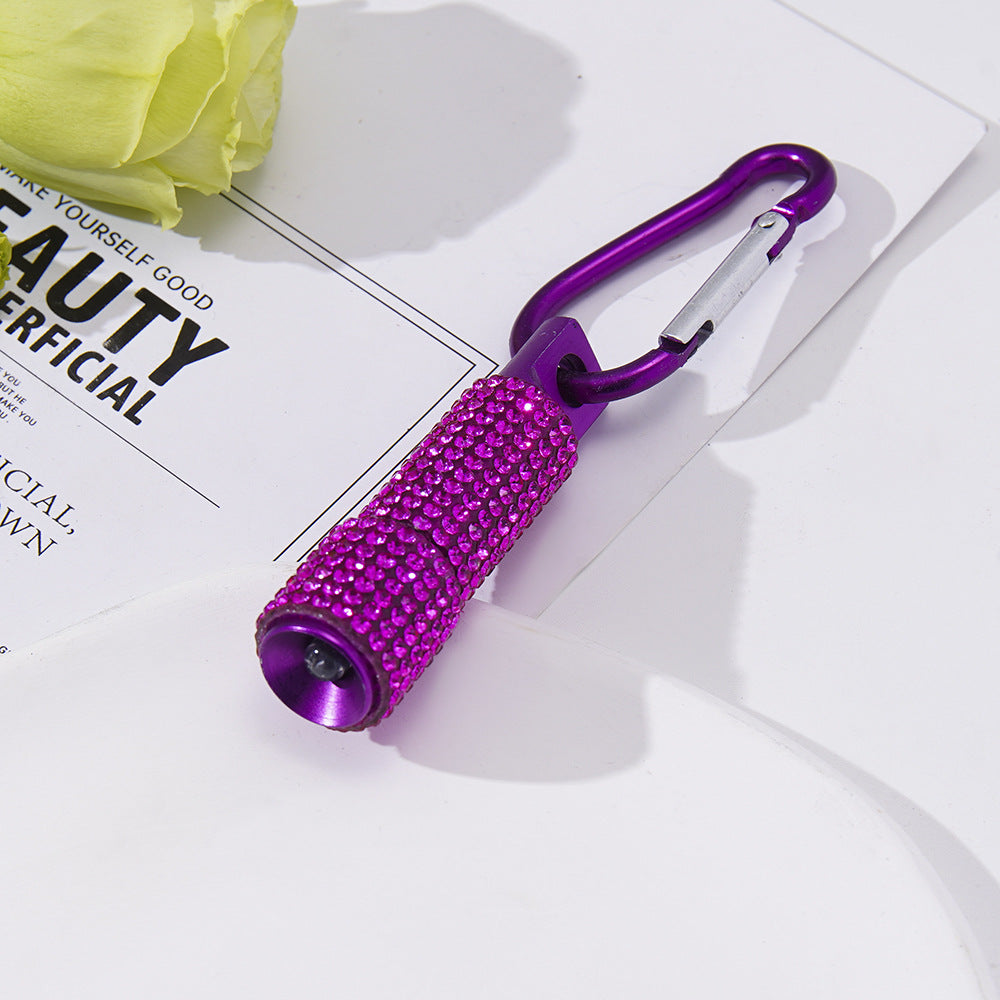 Wholesale Rhinestone Mini LED Flashlight Carabiner Flashlight Keychain